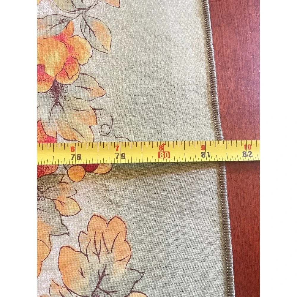 Vintage Thanksgiving Tablecloth Turkey Pumpkins Fruit Harvest Printed 81x59